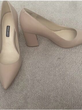 Nine West Blush Nude Pointed Toe Block Heels